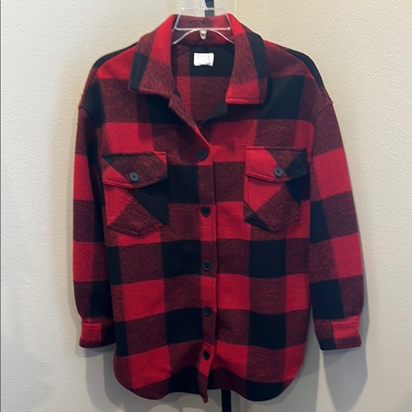 Time and Tru Red and Black Utility Jacket NWOT - Picture 1 of 4